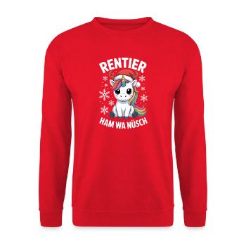 Unicorn Reindeer Ham wa nüsch Ugly Christmas - Unisex Sweatshirt - red - Front - Alina (178cm) & Michal (187cm)