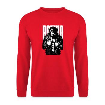 Monkey Boxer Rebel Monkey in Leather Boxing Jacket - Unisex Sweatshirt - red - Front - Alina (178cm) & Michal (187cm)