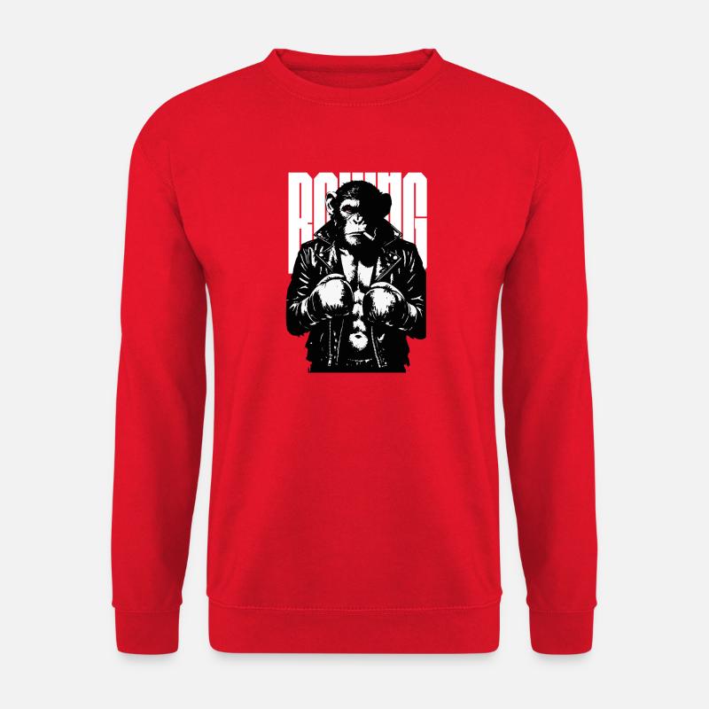 Monkey Boxer Rebel Monkey in Leder-Boxjacke - Unisex Pullover - Rot