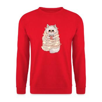 Warm holiday cat design for cat lovers - Unisex Pullover - Rot - Vorne - Alina (178cm) & Michal (187cm)