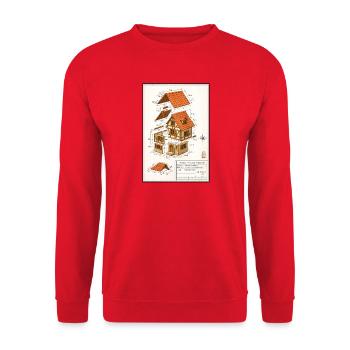 Maison colombages Alsacienne plan architecte  - Sweat-shirt Unisexe - rouge - Devant - Alina (178cm) & Michal (187cm)