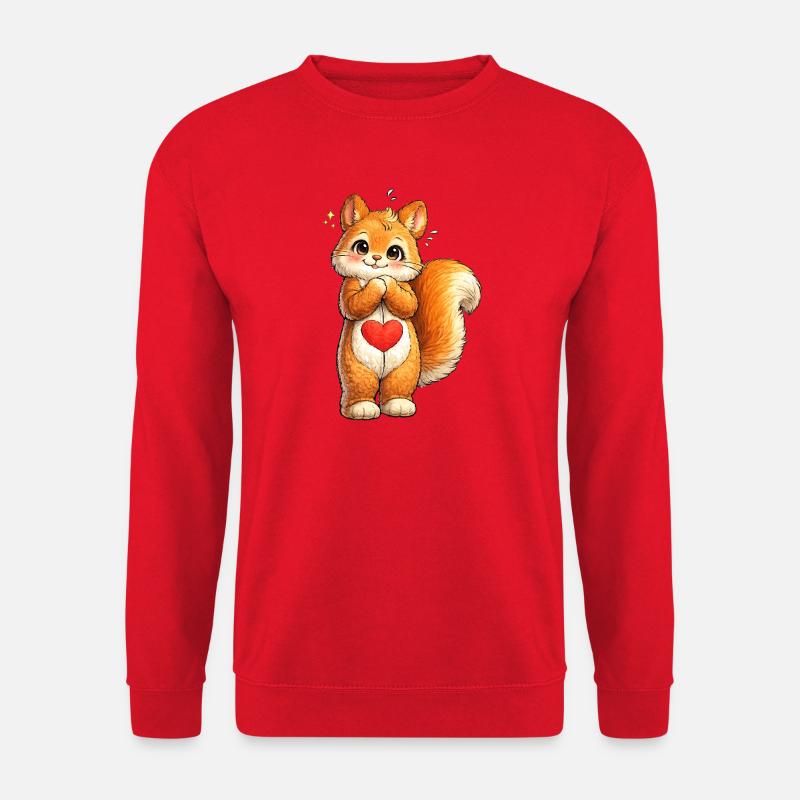 Schüchternes Eichhörnchen mit rotem Herz - Unisex Pullover - Rot