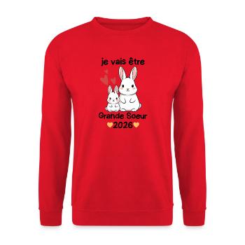 Future Big Sister 2026 I'm going to be a Big Sister - Unisex Sweatshirt - red - Front - Alina (178cm) & Michal (187cm)