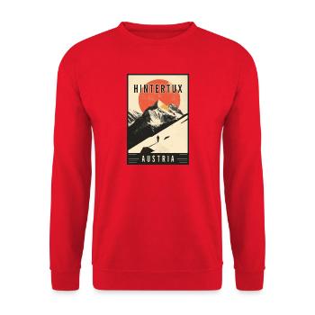 Discover Alpine Village of Hintertux in Austria - Unisex Sweatshirt - red - Front - Alina (178cm) & Michal (187cm)