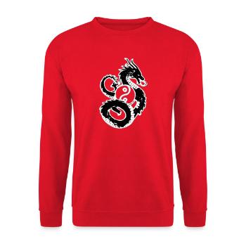 Dragon Yin Yang Circle Illustration - Unisex Sweatshirt - red - Front - Alina (178cm) & Michal (187cm)