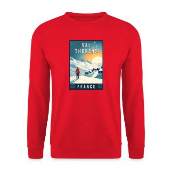 Discover Alpine Ski Paradise Val Thorens in France - Unisex Sweatshirt - red - Front - Alina (178cm) & Michal (187cm)