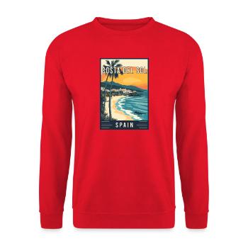 Entdecken Sie die Mittelmeer-Costa del Sol in Spanien - Unisex Pullover - Rot - Vorne - Alina (178cm) & Michal (187cm)