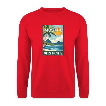 Erkunden Sie tropische Moorea in Französisch-Polynesien - Unisex Pullover - Rot - Vorne - Alina (178cm) & Michal (187cm)