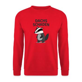Dachs Schaden Lustiger Dachs Spruch - Unisex Pullover - Rot - Vorne - Alina (178cm) & Michal (187cm)
