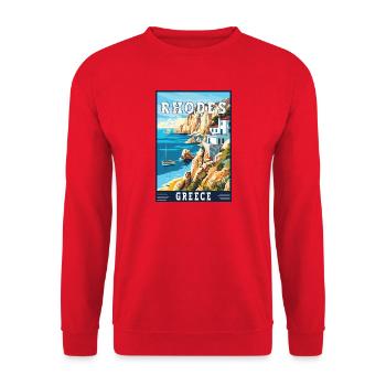 Discover Timeless Beauty of Rhodes in Greece - Unisex Sweatshirt - red - Front - Alina (178cm) & Michal (187cm)