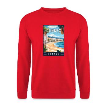 Découvrez la Côte d’Azur et Cannes en France - Sweat-shirt Unisexe - rouge - Devant - Alina (178cm) & Michal (187cm)