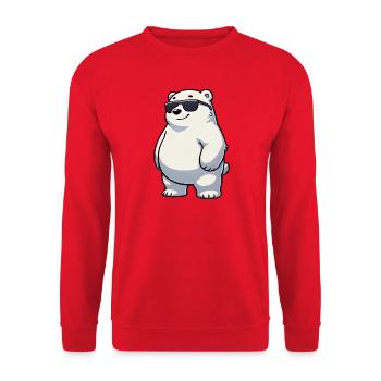 Eisbär Cartoon Sonnenbrille Nordpol Cool - Unisex Pullover - Rot - Vorne - Alina (178cm) & Michal (187cm)