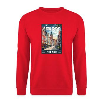 Discover Stunning Gdansk City in Poland - Unisex Sweatshirt - red - Front - Alina (178cm) & Michal (187cm)