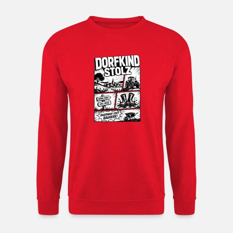 Dorfkind Stolz Landleben Comic Design - Unisex Pullover - Rot