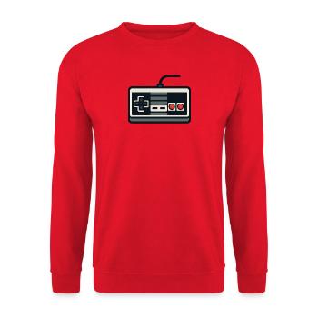Retro-Gamepad-Umriss im NES-Stil - Unisex Pullover - Rot - Vorne - Alina (178cm) & Michal (187cm)