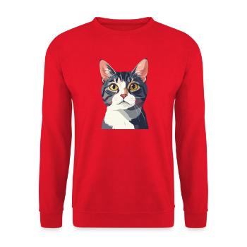 Portrait de chat en style vectoriel - Sweat-shirt Unisexe - rouge - Devant - Alina (178cm) & Michal (187cm)