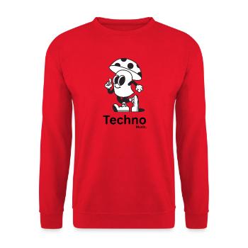 Pilz-Panache-Cartoon-Maskottchen - Unisex Pullover - Rot - Vorne - Alina (178cm) & Michal (187cm)
