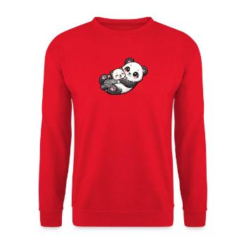 Mama Pandabär kuschelt mit ihrem süßen Kleinen - Unisex Pullover - Rot - Vorne - Alina (178cm) & Michal (187cm)
