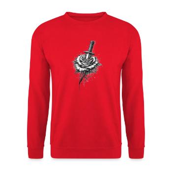 Rose With Dagger Gothic Graphic - Unisex Sweatshirt - red - Front - Alina (178cm) & Michal (187cm)