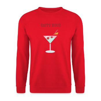 HAPPY HOUR. PAPA. VATERTAG. FROHER VATERTAG. - Unisex Pullover - Rot - Vorne - Alina (178cm) & Michal (187cm)
