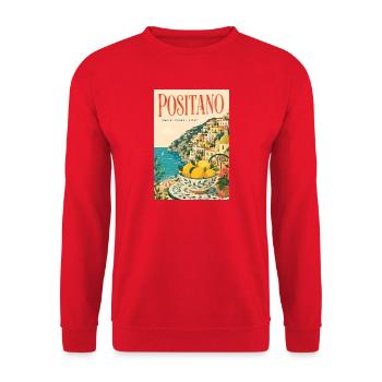 Erleben Sie Positano in Italien und an der Amalfiküste - Unisex Pullover - Rot - Vorne - Alina (178cm) & Michal (187cm)