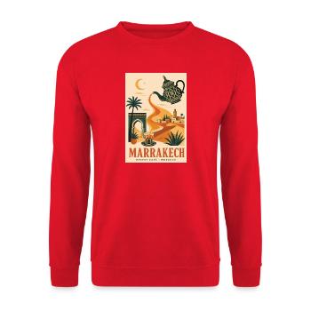 Entdecken Sie Marrakesch in Marokko - Unisex Pullover - Rot - Vorne - Alina (178cm) & Michal (187cm)