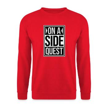 On A Side Quest Gaming Adventure Spruch Logo Text - Unisex Pullover - Rot - Vorne - Alina (178cm) & Michal (187cm)