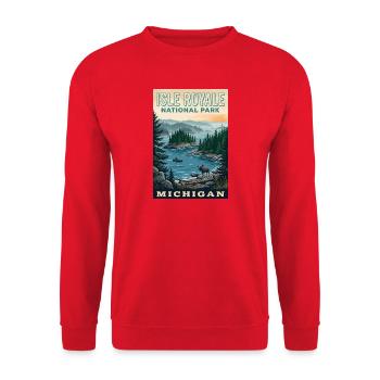 Entdecken Sie den Isle Royale Nationalpark in Michigan - Unisex Pullover - Rot - Vorne - Alina (178cm) & Michal (187cm)