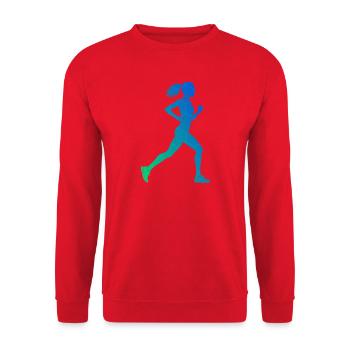 Geschenkidee für eine Laufsportlerin mit Laufsport - Unisex Pullover - Rot - Vorne - Alina (178cm) & Michal (187cm)