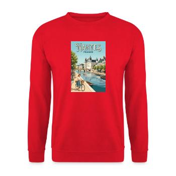 Entdecken Sie die elegante Stadt Nantes in Frankreich - Unisex Pullover - Rot - Vorne - Alina (178cm) & Michal (187cm)
