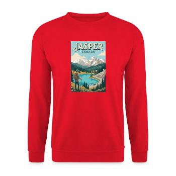 Erleben Sie Mountain Adventure und Jasper in Kanada - Unisex Pullover - Rot - Vorne - Alina (178cm) & Michal (187cm)
