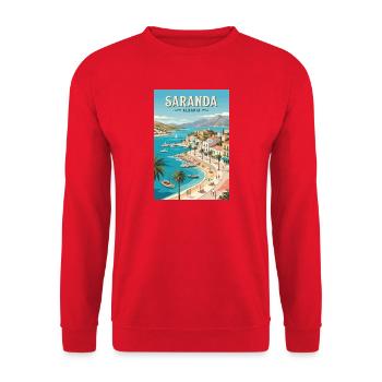 Erfahrung: Albanien Riviera und Saranda - Unisex Pullover - Rot - Vorne - Alina (178cm) & Michal (187cm)