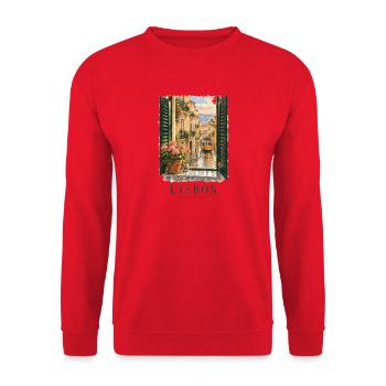Lissabon Romantisches Fenster Portugal - Unisex Pullover - Rot - Vorne - Alina (178cm) & Michal (187cm)