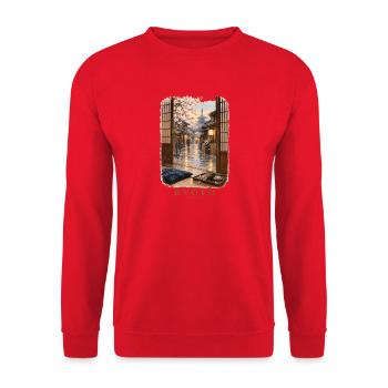 Kyoto Spring durch offene Türen - Unisex Pullover - Rot - Vorne - Alina (178cm) & Michal (187cm)