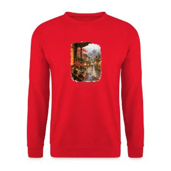 Kyoto Japan Vintage Frühlingsanhänger - Unisex Pullover - Rot - Vorne - Alina (178cm) & Michal (187cm)