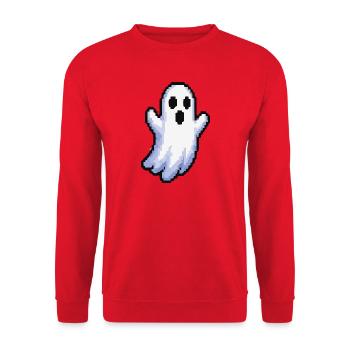 Geister-Pixel: Verspielter Schatten - Unisex Pullover - Rot - Vorne - Alina (178cm) & Michal (187cm)
