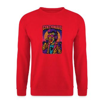 synthwave - Unisex Pullover - Rot - Vorne - Alina (178cm) & Michal (187cm)