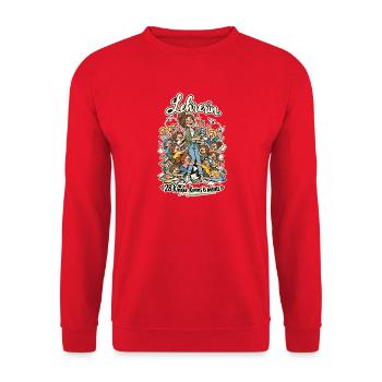 Lehrerin 28 Kinder koans is meins - Unisex Pullover - Rot - Vorne - Alina (178cm) & Michal (187cm)