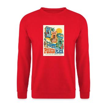 Erleben Sie Puerto Plata in der Dominikanischen Republik - Unisex Pullover - Rot - Vorne - Alina (178cm) & Michal (187cm)