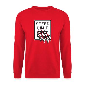 Geschwindigkeitsbegrenzung 85 Klauen - Unisex Pullover - Rot - Vorne - Alina (178cm) & Michal (187cm)