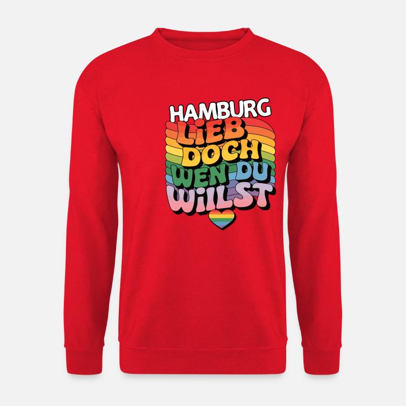 Hamburg: Lieb Doch Wen Du Willst - LGBTQ - Unisex Pullover - Rot