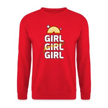 Girl Power and Strong Woman - Unisex Pullover - Rot - Vorne - Alina (178cm) & Michal (187cm)