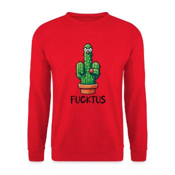 FUCKTUS KAKTUS KAKTEEN MITTELFINGER STACHEL WÜSTE - Unisex Pullover - Rot - Vorne - Alina (178cm) & Michal (187cm)