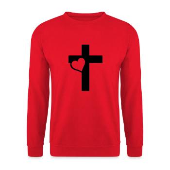 heart cross - Unisex Sweatshirt - red - Front - Alina (178cm) & Michal (187cm)