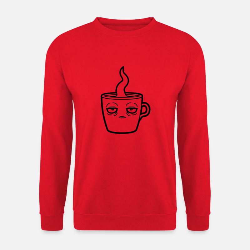 Müde Kaffeetasse Gesicht - Unisex Pullover - Rot