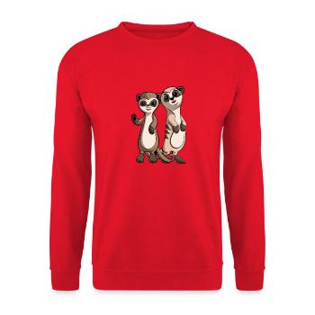 Cute meerkat cartoon characters - Unisex Sweatshirt - red - Front - Alina (178cm) & Michal (187cm)