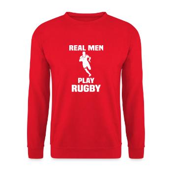 Les vrai hommes joue au rugby - Sweat-shirt Unisexe - rouge - Devant - Alina (178cm) & Michal (187cm)