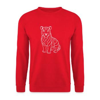 Simple Tiger - Line Drawing - Unisex Sweatshirt - red - Front - Alina (178cm) & Michal (187cm)