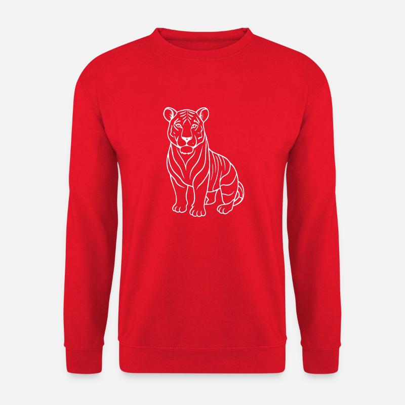 Simple Tiger - Dessin au trait - Sweat-shirt Unisexe - rouge