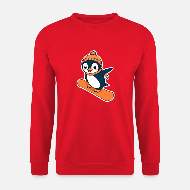 Penguin on a snowboard - Unisex Sweatshirt - red